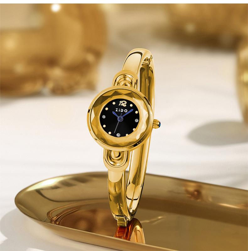 Bracelet Watch Simple Design Compact Quartz Watch Exquisite Disc Cutting Fashion Women'S Watch