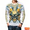 Autumn Long Sleeve T-shirt Funny 3D Skull Print Men's T Shirt Hip Hop Trend Street Clothing Casual O-neck Oversized Pullover Tee