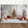 Mocsicka Christmas Tree Backdrops Photography Washable Winter Snowflake Photo Backgrounds White Wall Snowman Gifts Decors Banner