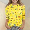Kids Animal Print Crewneck 3/4 Sleeve Casual T-Shirt Soft Lightweight Fabric Comfortable Fit for Everyday Wear