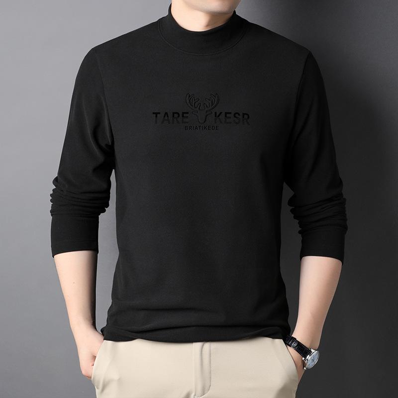 Autunno e Inverno Nuova Maglia a Maniche Lunghe da Uomo Dolcevita Sottile e Largo T-shirt Casual Maglione da Uomo