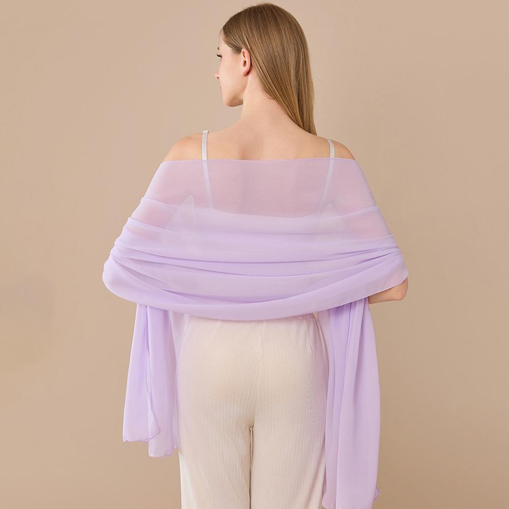 Elegant Chiffon Chiffon Shawl Long Lightweight Fabric Bridesmaid Shawl Evening Shawl Bridal Party фиолетовый