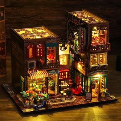 Bookcase Set Baby House Mini Assembly Building Model Construction DIY Toy Room Home Bedroom Insert Decoration