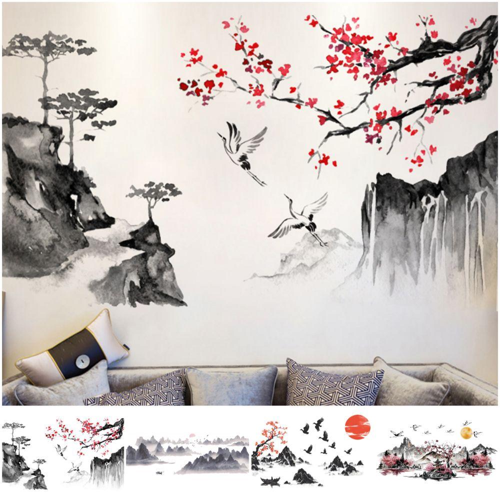 Self Adhesive Landscape Painting Sticker Chinese Style Wallpaper For Home Decoration
