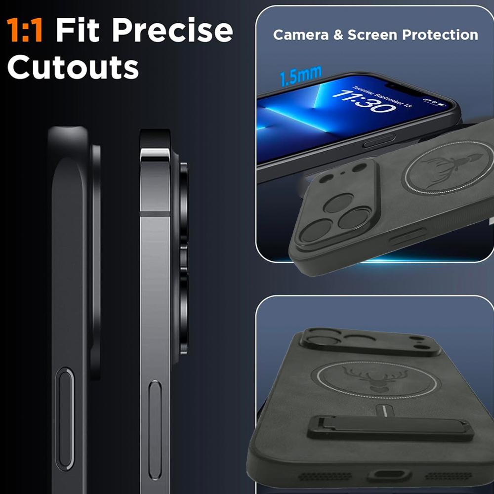 UYUXIO Magnetic Mobile Phone Case with Kickstand for iPhone 17 15 16 14 Pro Max Plus 13 12 11 Stand Cover Cases with Holder