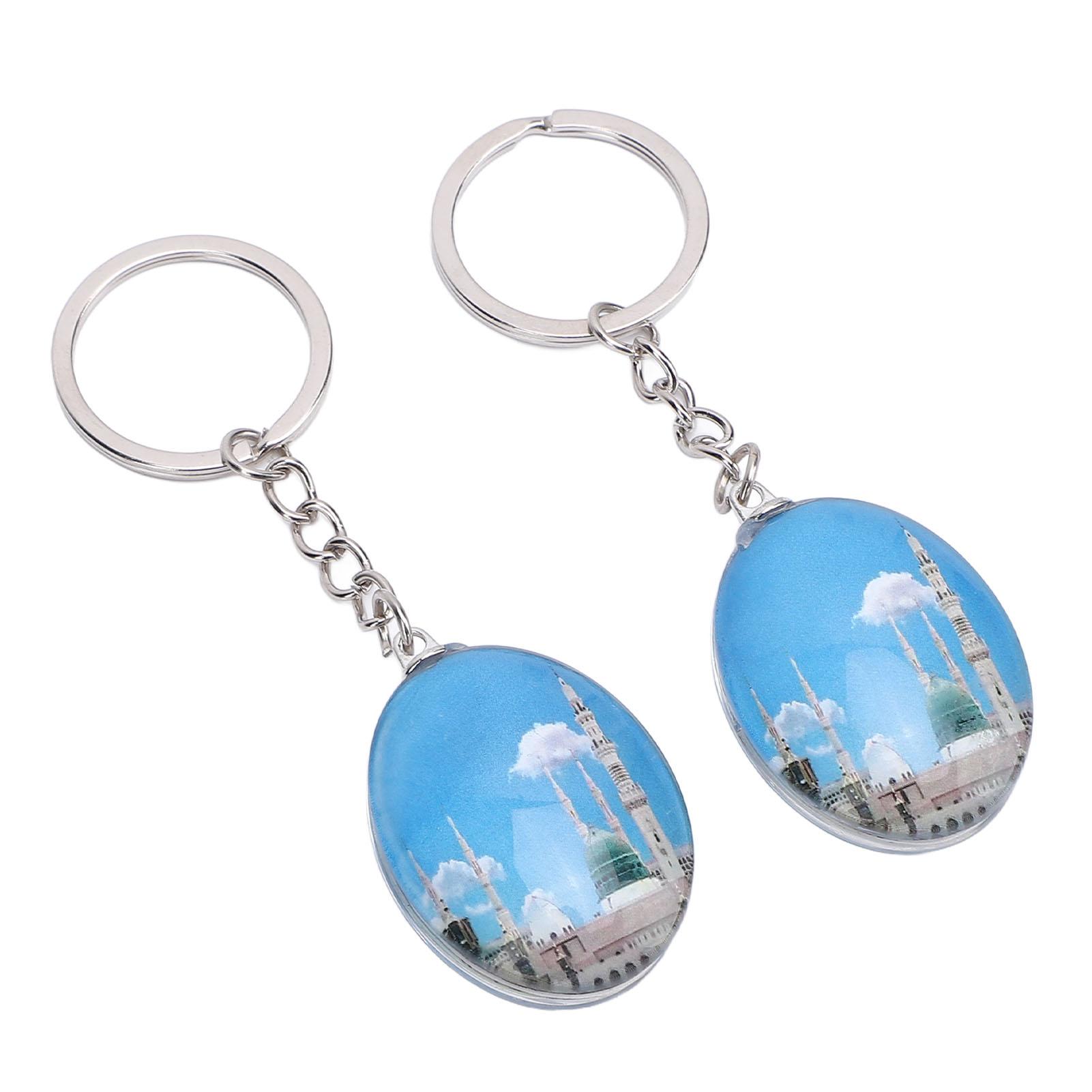

2Pcs Double Sided Photo Keychain Oval Picture Memorial Souvenir Gift Key Ring Decor