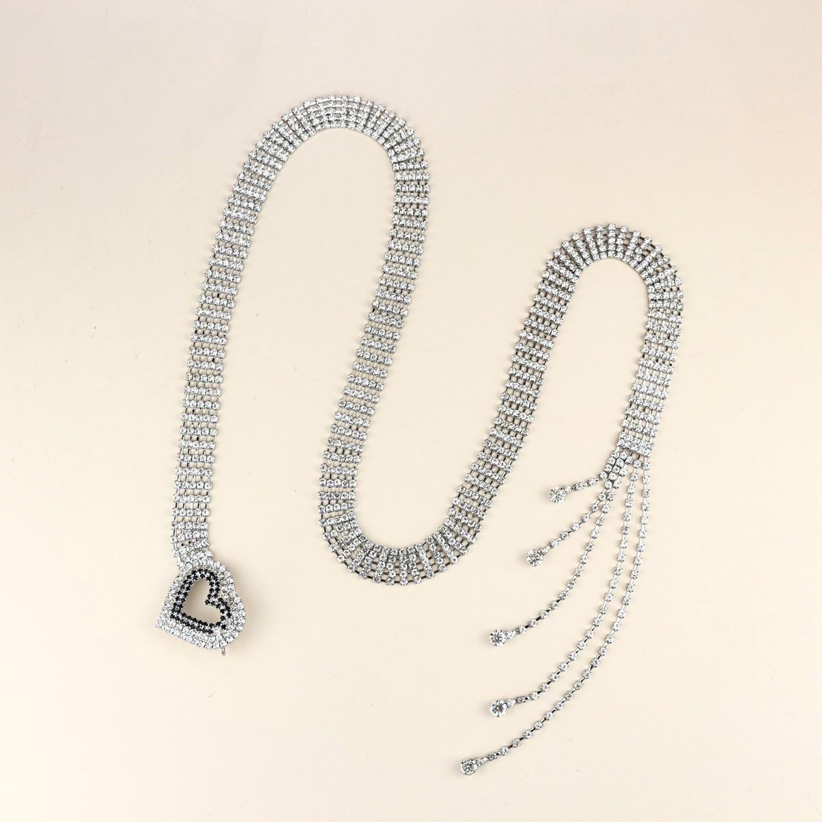 

Rhinestone Belt Women S High-End Decorative Waist Seal With Skirt Pin Buckle White K Metal Belt Length 115cm Width 1.8cm