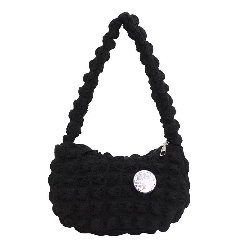 Today's Popular Cloud Puff Bag Girl Fashion Pleated Shoulder Bag Simple Solid Color Student Portable Underarm Bag