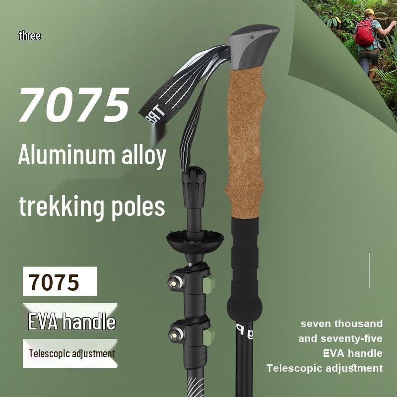 Professional 7075 Aluminum Alloy Telescopic Folding Hiking Poles with Non-slip Double Sponge Grip
