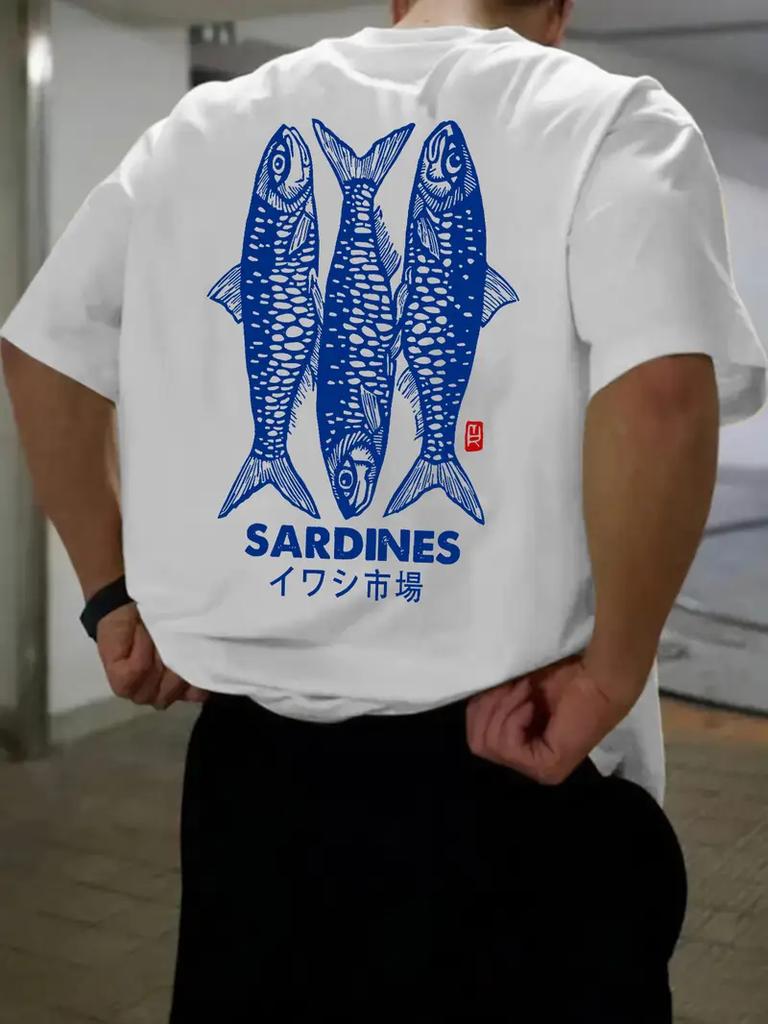 Summer Harajuku Graphic T Shirts Japanese Sardine Print Women Men Oversized Streetwear Vintage Tee Clothing Comfortable Cotton