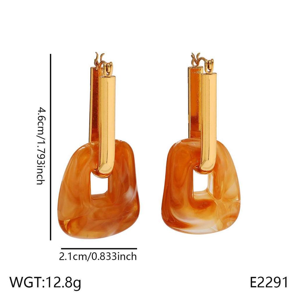 Gold C-Shaped Round Hoop Earrings with Bright Surface, French Light Luxury, High-End Stainless Steel