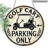 2D Flat - Round Aluminum Sign for Golf Carts, Featuring Fun Parking Rules. This 7.87X7.87 Inch Metal Tin Sign Is Perfect for Sports Enthusiasts And