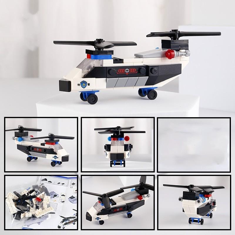 SWAT Super Polizei Stadtflugzeug Bausteine Doppelrotor-Hubschrauber Berühmtes Auto DIY MOC Klassisches Modell Steine für Kinder Bausätze