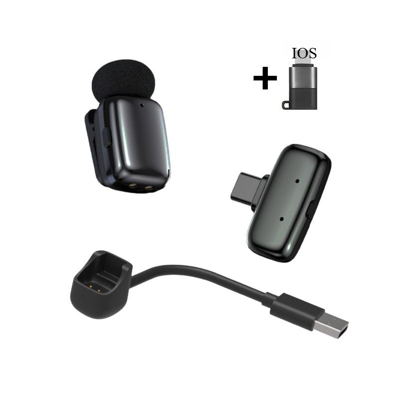 Mini Wireless Lapel Microphone 2.4G Lavalier Microphone for iPhone iPad Android Type-C Video Recording Live Broadcast