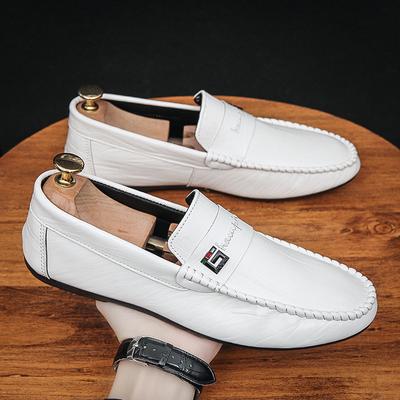 2025 Frühling Herbst Herren Kleiderschuhe Weiß Loafer Leder Freizeitschuhe Slipper Mokassinschuhe Mode Herrenschuhe Designschuhe