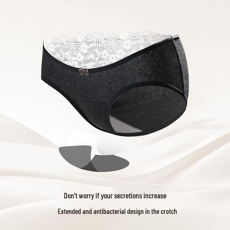 Palanduo Women's Low-Waist Lace Cotton Antibacterial Briefs