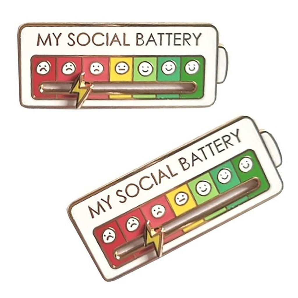 2pcs My Social Battery Pin Mood Change Brooch For 7 Days A Week Functional Aesthetic Brooch For Gifts
