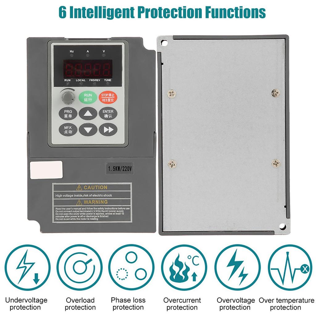 1.5kW 2HP Vektorový typ VFD Frekvenčný menič Prevodník 1Fáza 220V na 3Fázy 0220V 7A