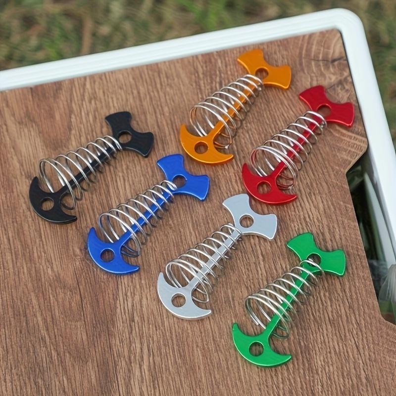 8pcs Stainless Steel Deck Nails with Spring Buckle, Fish Bone Design for Secure Binding, Suitable for Outdoor Camping and Hiking
