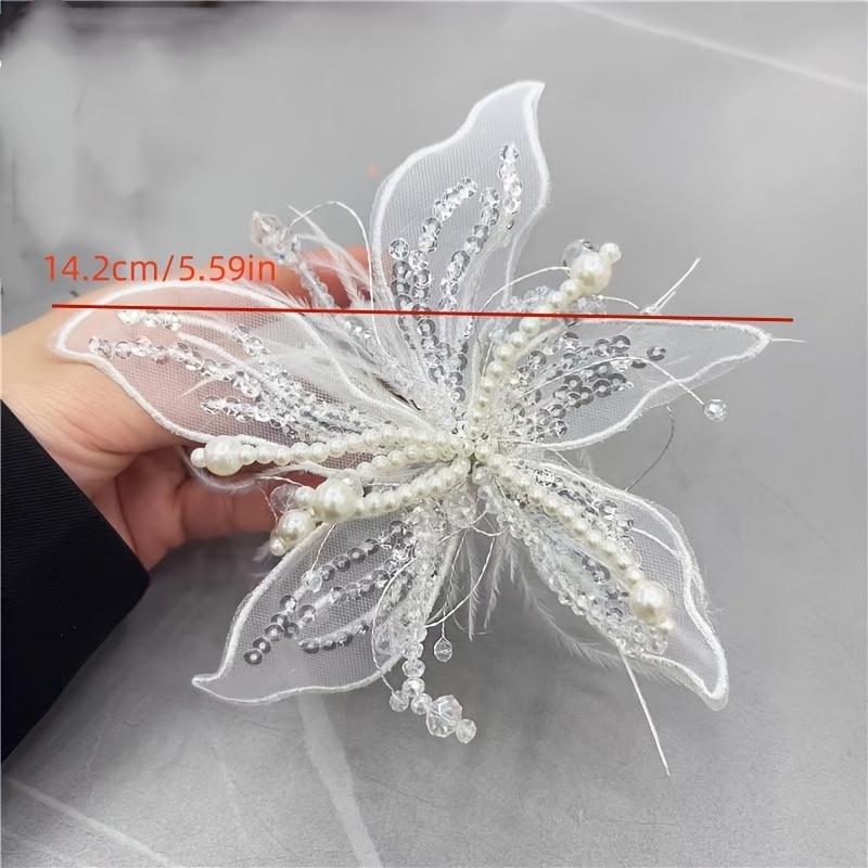 Fashion Handmade White Floral Edge Clip Bridal Wedding Accessory Hairpin
