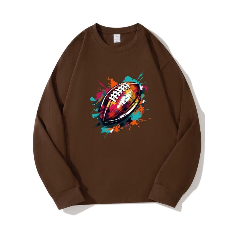 Осенняя одежда для регби, длинный рукав, чистый хлопок, новый мужской и женский топ, весенний внутренний слой, базовая рубашка, футболка с круглым вырезом и длинными рукавами M коричневый