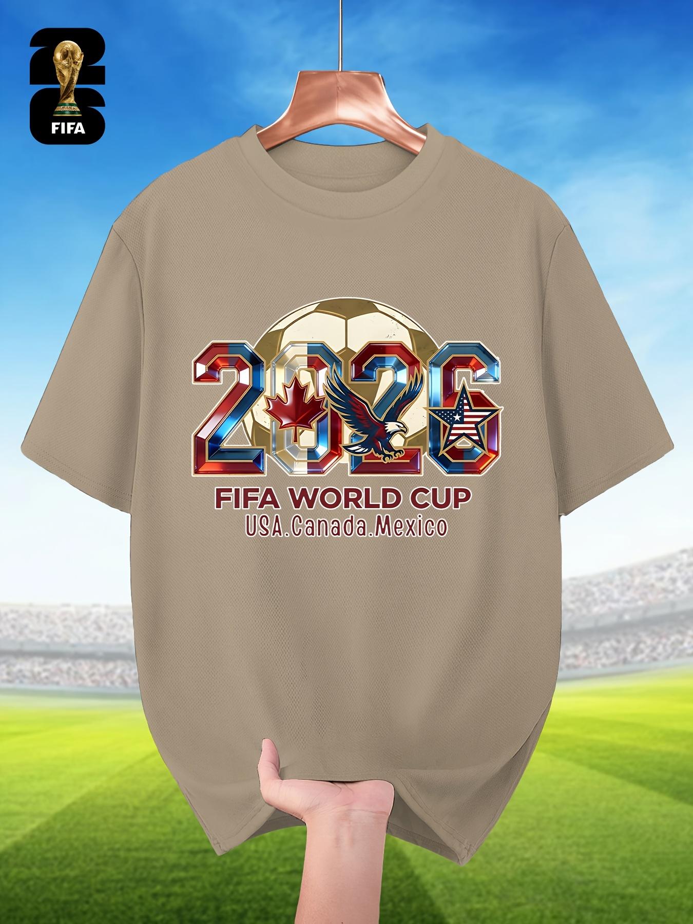 Мужские дышащие футболки с коротким рукавом в тематике FIFA для лета, Футболки для болельщиков Чемпионата мира 2026, Доступны в нескольких цветах, Подходят для мужских подарков S хаки