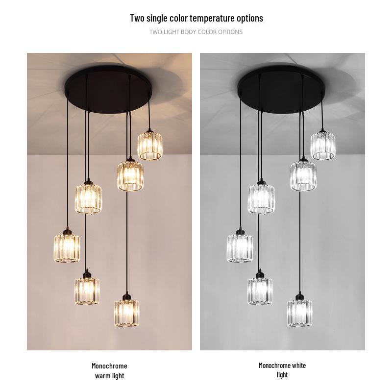 Crystal Stairway Chandelier for Duplex Loft and Villa Living Rooms