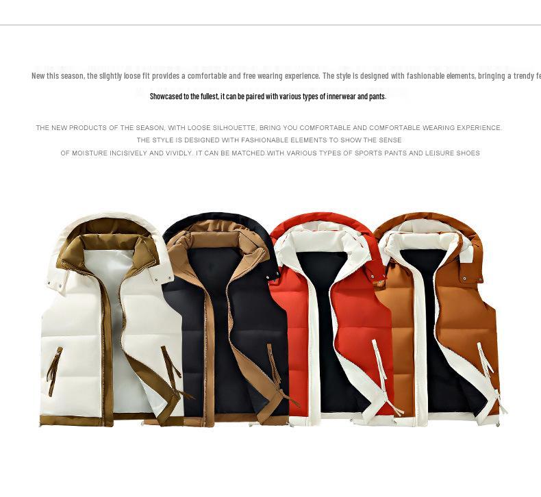 Men's Korean Style Hooded Thickened Cotton Vest for Autumn/Winter - Trendy, Warm Youth Outerwear.