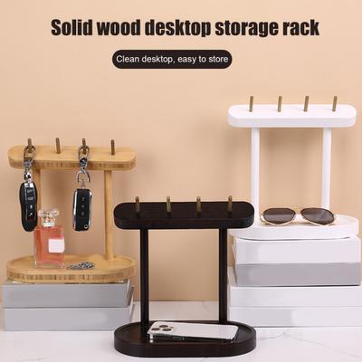 Schlüsselaufbewahrungsregal aus Holz Rustikales Heim-Büro Desktop Schlüssel-Organizer Ständer Haken Mehrzweck Schlüsselanhänger Schmuck Kleinkram Halter Dekoration