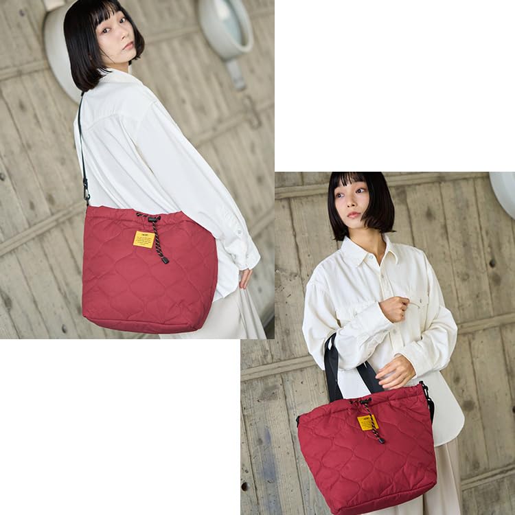 KiU Padded Drawstring Tote Large Shoulder Bag, Waterproof, Water-Repellent, Quilted, Capacity, Bag, Drawstring, Simple, Stylish, Cute, Casual,