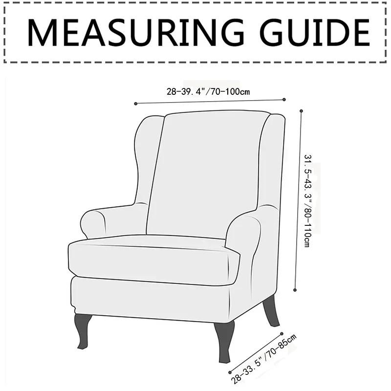 Leaves Printed Wing Chair Cover Stretch Spandex Sofa Covers Elastic Armchair Covers Non-slip Sofa Slipcover Furniture Protector
