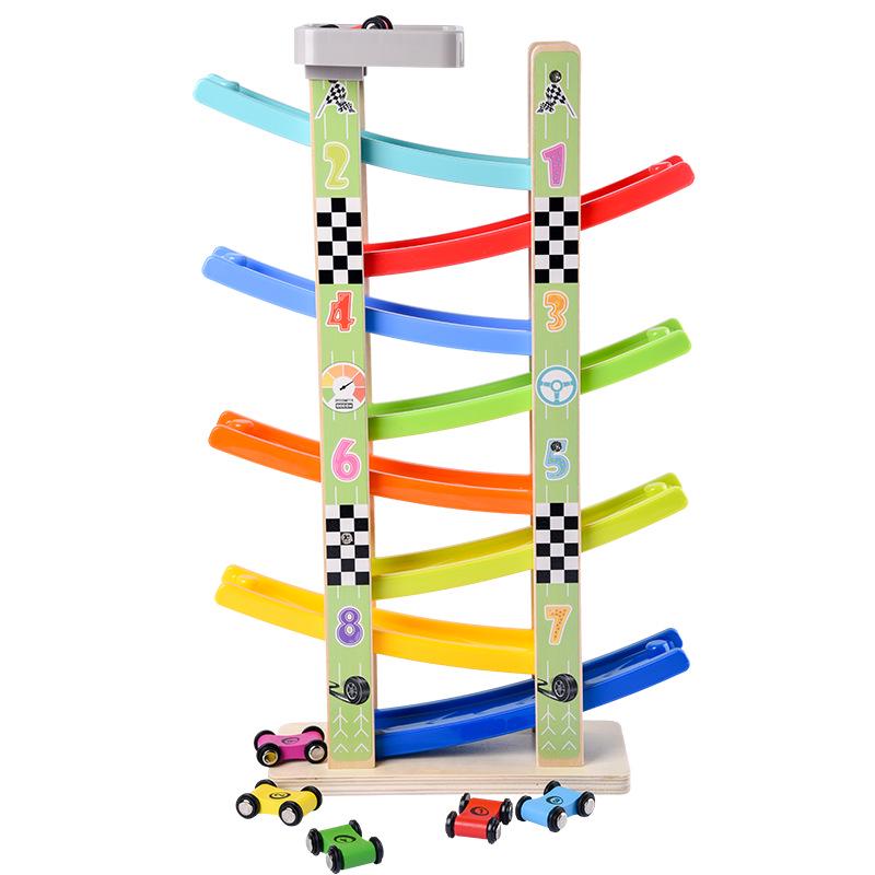 Colorful Wooden Educational Glide Car for Children - Fast, Interactive Parent-Child Toy