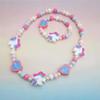 2pcs/Set Fashion Natural Wood Beads Jewelry Cute Animal Pattern Necklace Bracelet For Children Party Jewelry Girl Birthday Gift