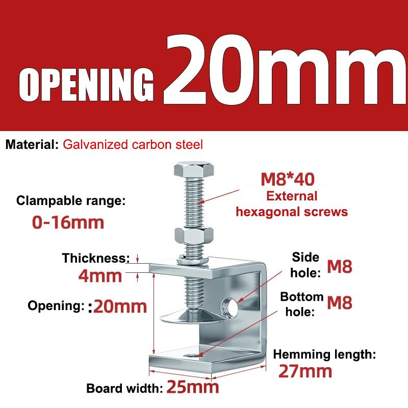 Carbon Steel C-Clamp Steel Pipe Square Clamp Corrosion-Resistant Rust-Proof Adjustable Fixed Holder Clip Hardware Fasteners