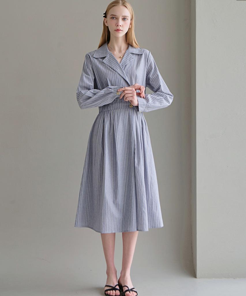 Lucida Melange Stripe Dress - Blue