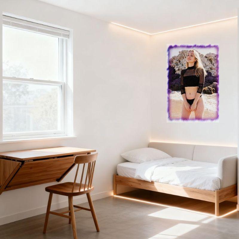 Sexy Blonde Woman On Beach Tin Sign Vintage Metal Poster for Bar Pub Home Cafe Wall Decor - Sheer Mesh Outfit, Rocky Formations,