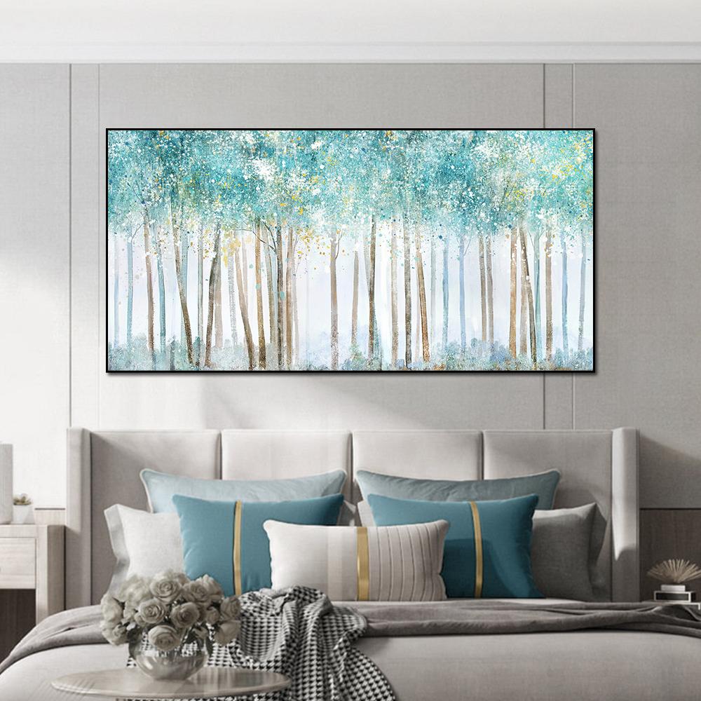 Postere și imprimeuri cu copaci abstracti, artă de perete, pictură pe pânză, poze cu pădure de mesteacăn alb, pentru sufragerie, decorarea casei, fără cadru