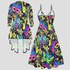 3D  Printed  Set Dress Coat ,  Colorful and Uniquely Shaped  Fashion Print,suitable for Various Scene Fashion Styles