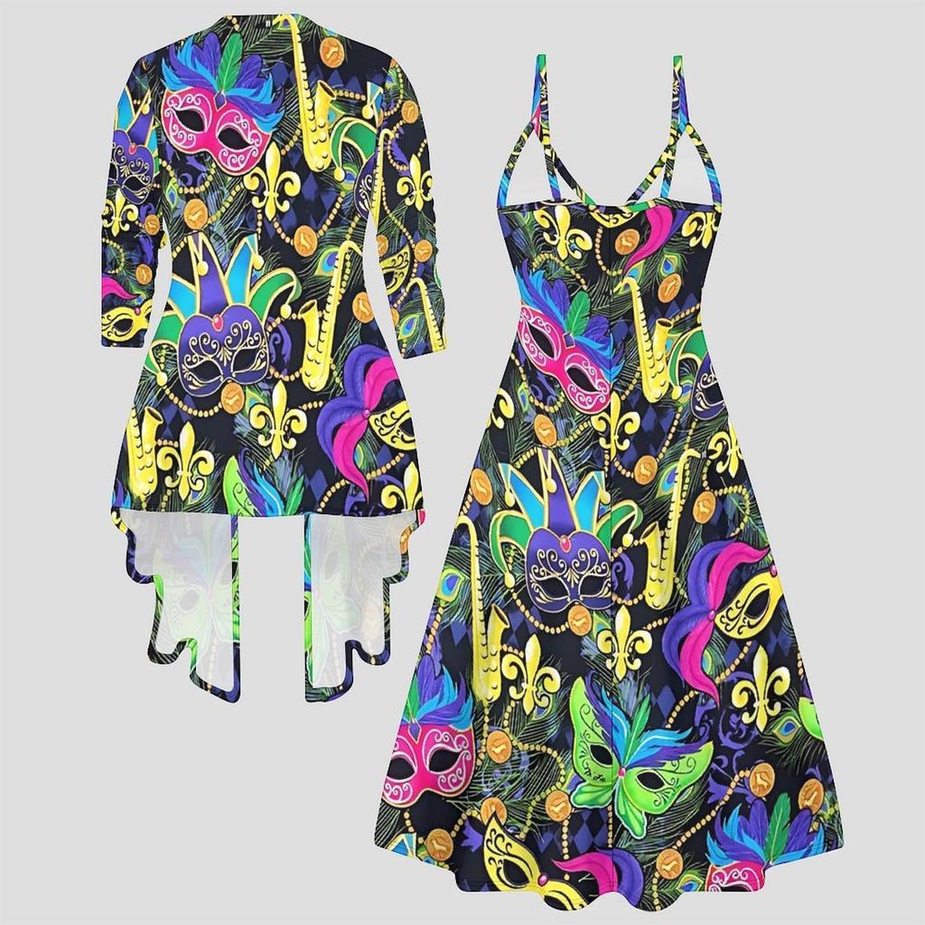 3D  Printed  Set Dress Coat ,  Colorful and Uniquely Shaped  Fashion Print,suitable for Various Scene Fashion Styles