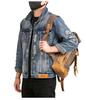 Xintang Men's American Retro Ripped Patchwork Denim Jacket - Loose Fit, Long Sleeve