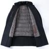 Long Wool Double-sided Woolen Coat for Middle-aged Men with Stand-up Collar and Removable Down Liner for Dad, Large Size Woolen Coat