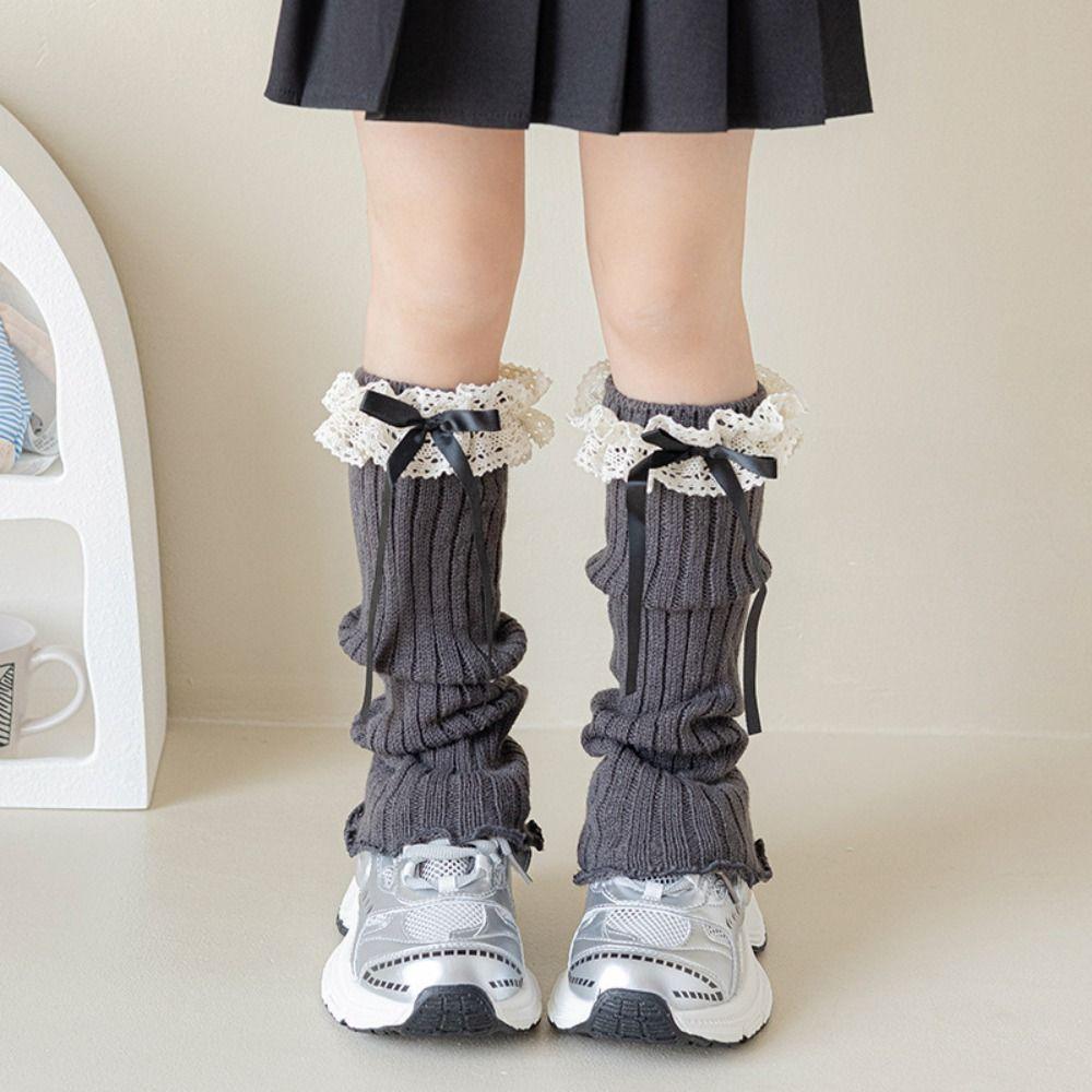 Kawaii High Elastic Lace Leg Warmers Lace Trim Knitted Foot Cover Sweet Style Children's Foot Warmer Children Wear