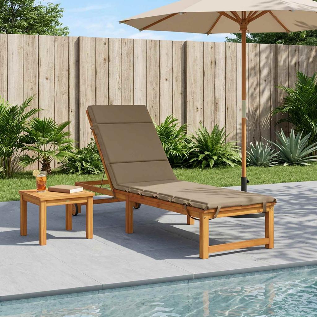 Sun Lounger Cushion GEMERT 100percent Polyester Taupe 200 X 50 X 3 Cm