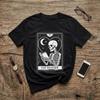 The Reader Tarot Card T-Shirt, Skeleton Book Lover Graphic Tee, Goth Dark Academia Shirt, Soft Bella Canvas 3001