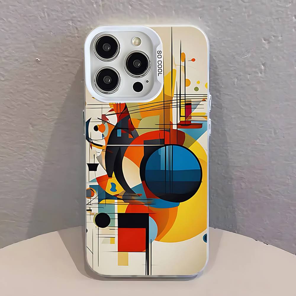 Abstract Piet Mondrian Phone Case For iPhone 17,16,13,12,11,15,14,Pro,Max,Plus,SE4,Air,Mini White IMD Matte