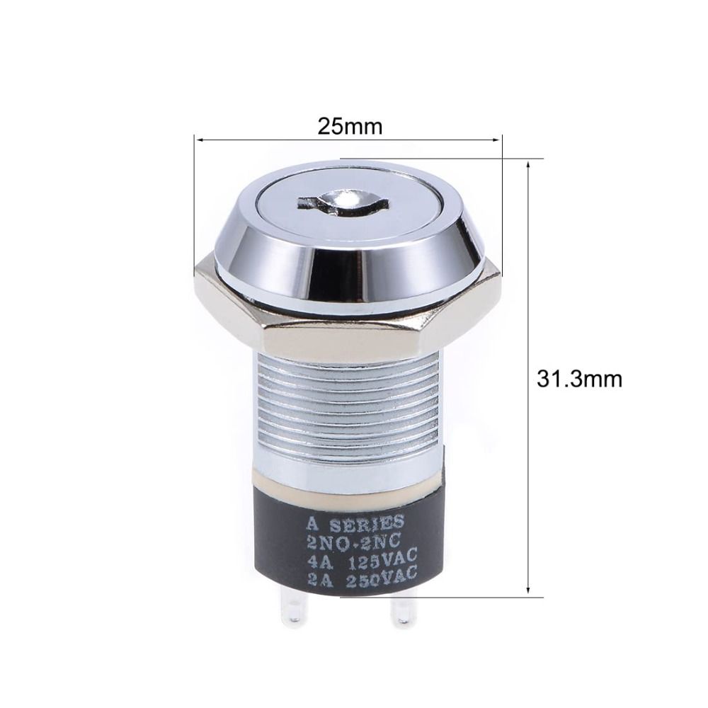 2NO 2NC Electric Keylock 2 Positions Push Button Switch Durable   DIY