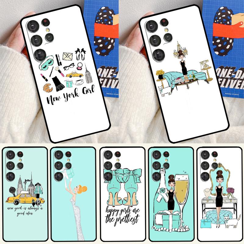 New York Girl Phone Case For Samsung Galaxy S25 Ultra S23 S20 S21 S22 S24 FE S9 S10 Plus S24 Ultra Cover