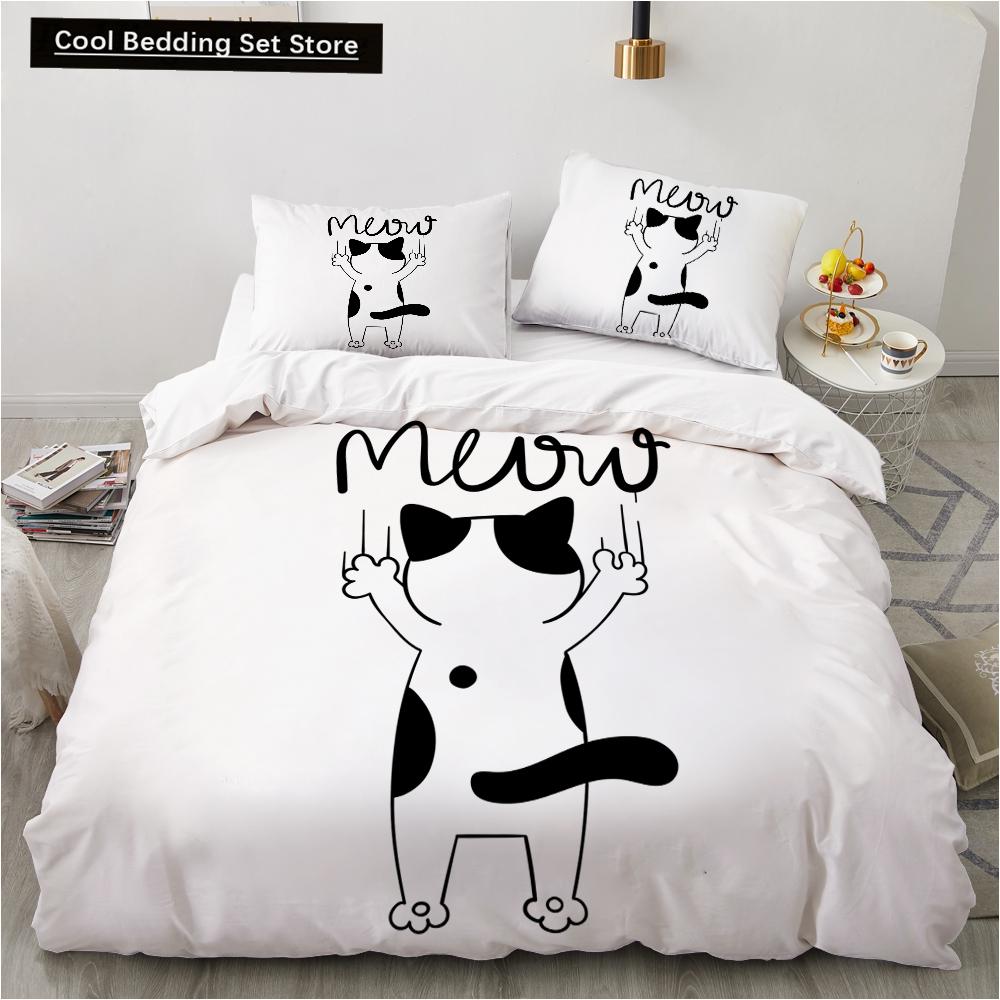 Animal Kitty King Queen Duvet Cover Lovely Pet Cat bedding set Cartoon Quilt Cover 2/3pcs Colorful Polyester Comforter Cover