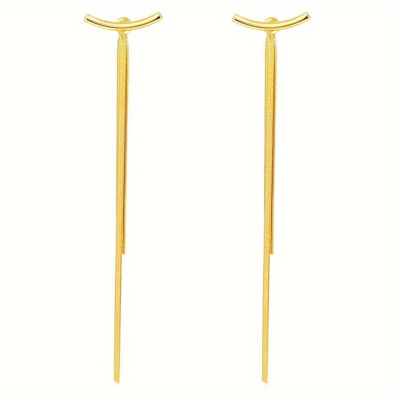 Long Snake Chain Earrings for Women Golden Glossy Arc Geometric Statement Minimalist Fashion Jewelry Gifts