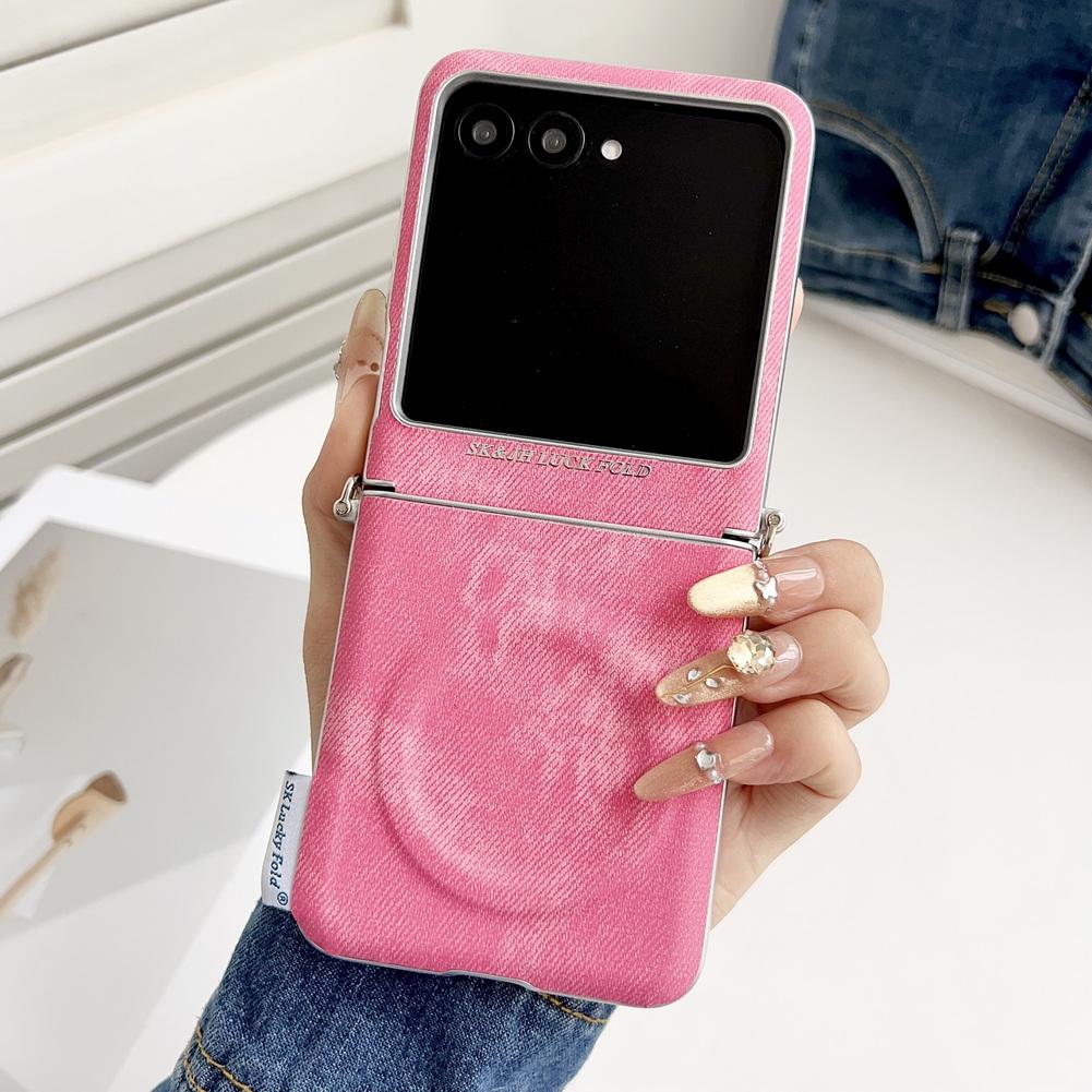 Etui magnetyczne w stylu jeansowym z srebrną krawędzią i bocznym zapięciem dla Motorola Razr 60 Ultra Moto Razr 60 2025 50 Razr + osłona